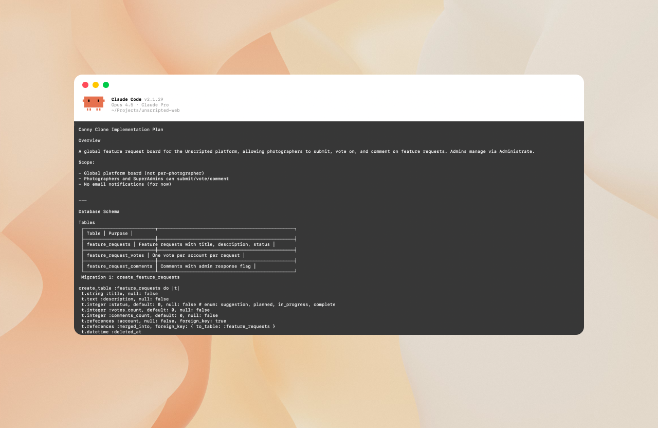 Claude plan: canny clone