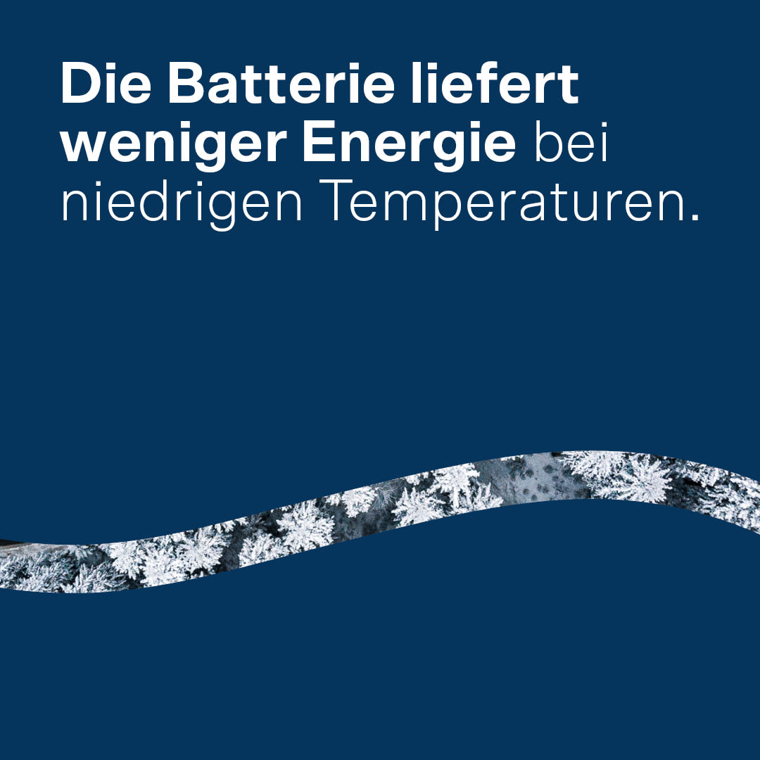 Die Batterie liefert weniger Energie bei niedrigen Temperaturen.