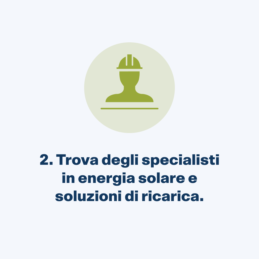 Trova degli specialisti in energia solare e soluzioni di ricarica.
