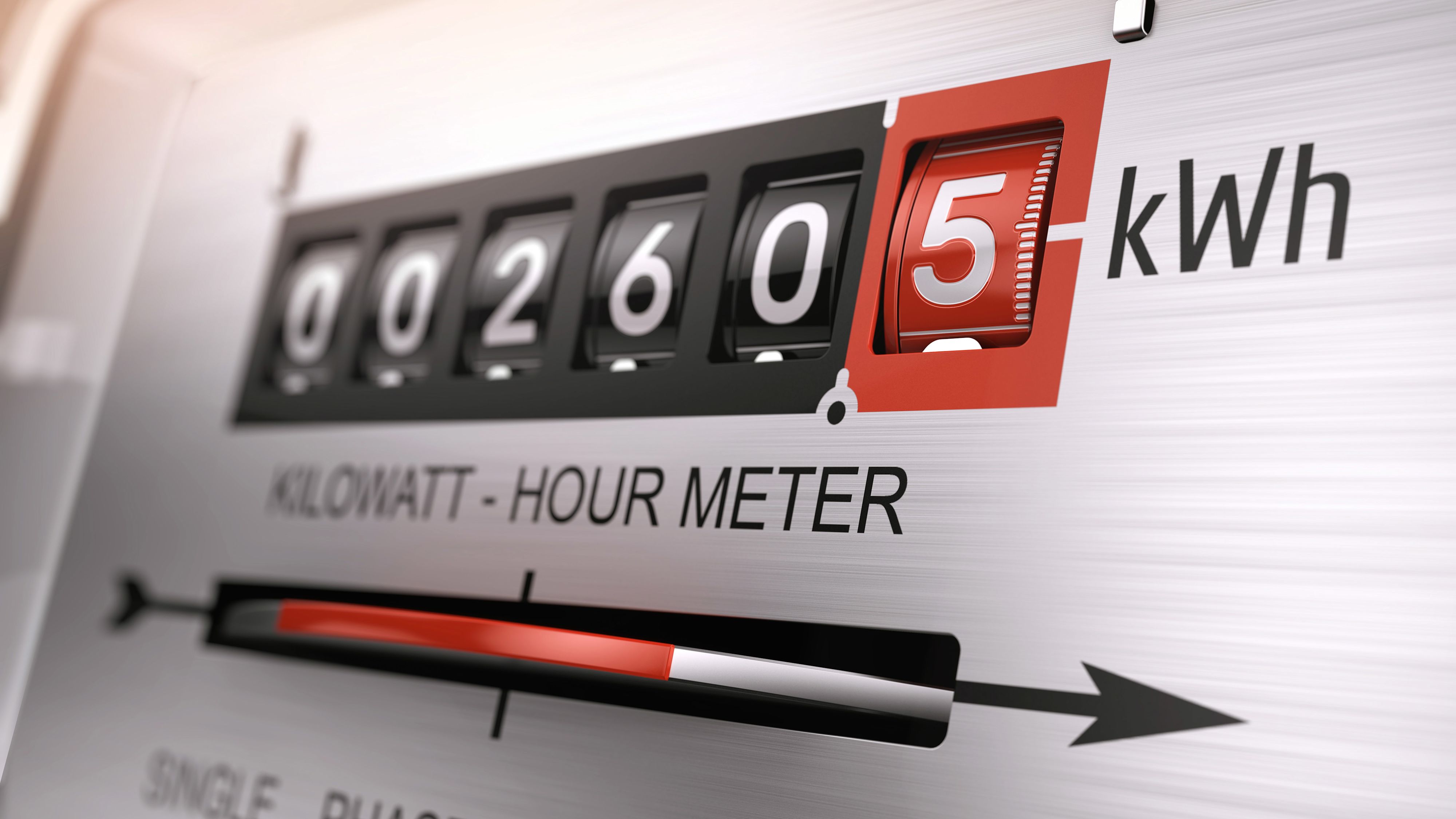 Affichage mécanique des kilowatts-heures.