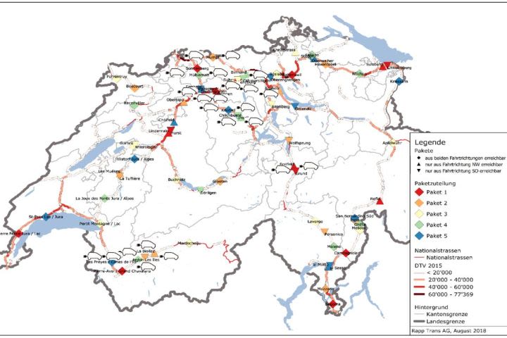 Aperçu des stations de recharge rapide en Suisse
