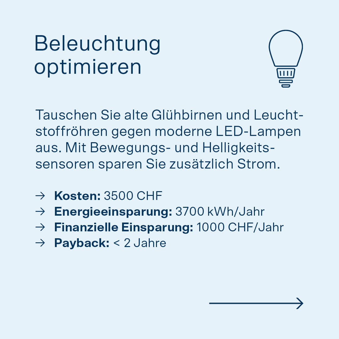 Bild mit Text: Quick Win für die Gesundheit- und die Pflegebranche (Beleuchtung).