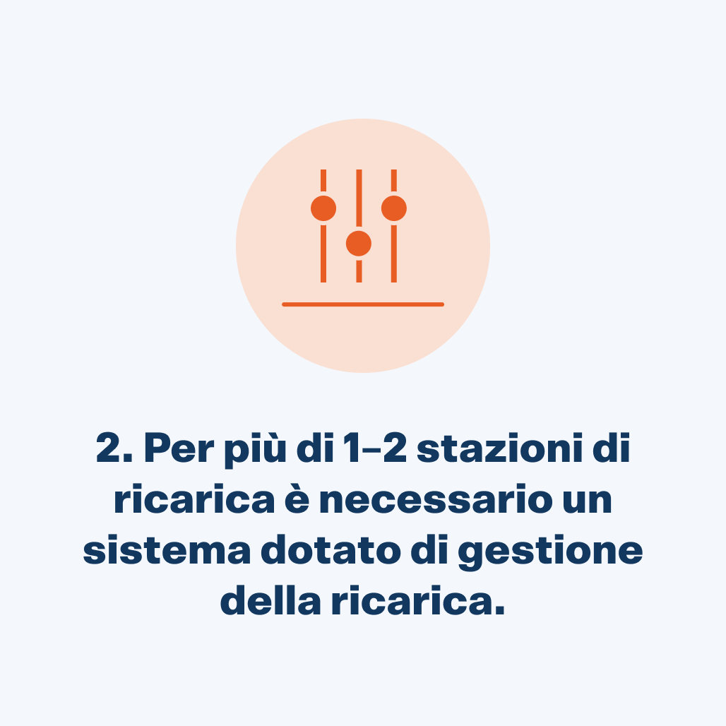 Per più di 1-2 stazioni di ricarica è necessario un sistema dotato di gestione della ricarica.
