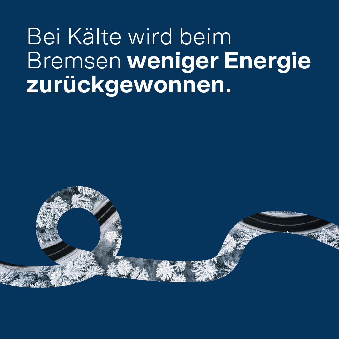 Bei Kälte wird beim Bremsen weniger Energie zurückgewonnen.