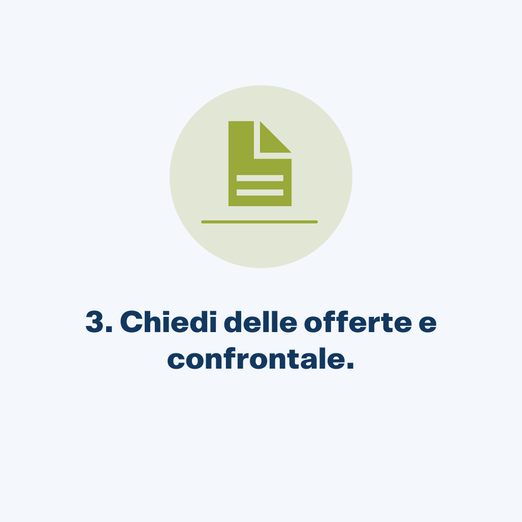 Chiedi delle offerte e confrontale.