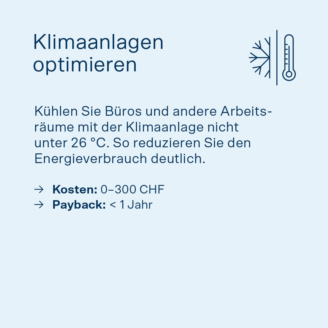 Infografik zu einem Quick Win für MEM-Unternehmen: Klimaanlagen optimieren