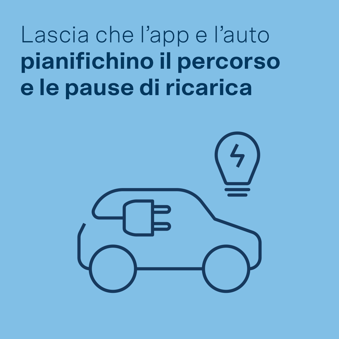 Lascia che l’app e l’auto pianifichino il percorso e le pause di ricarica