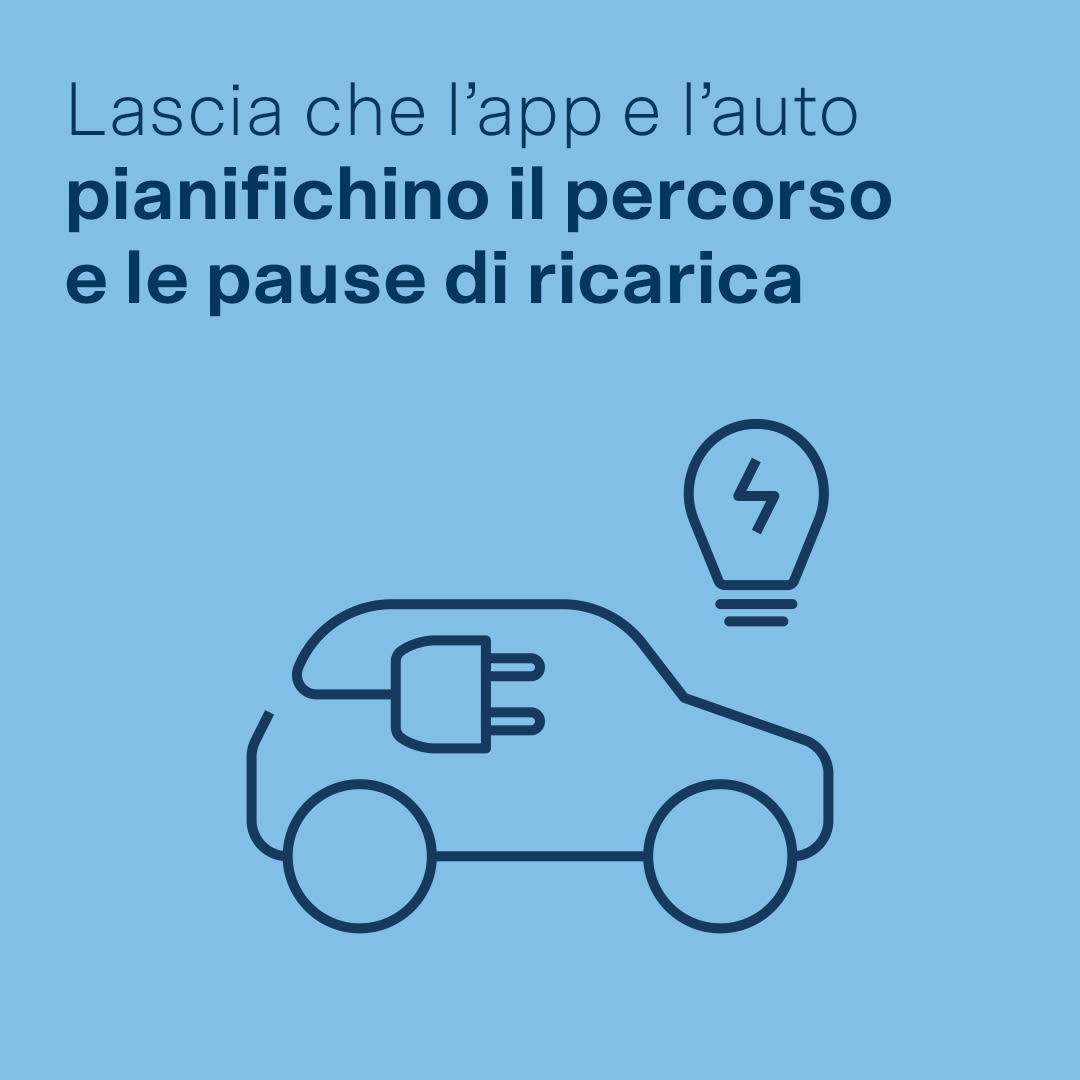 Lascia che l’app e l’auto pianifichino il percorso e le pause di ricarica