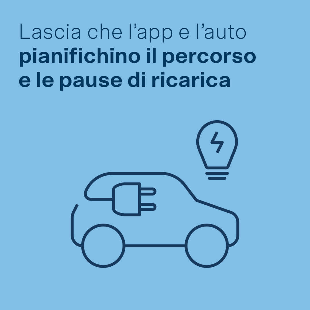 Lascia che l’app e l’auto pianifichino il percorso e le pause di ricarica