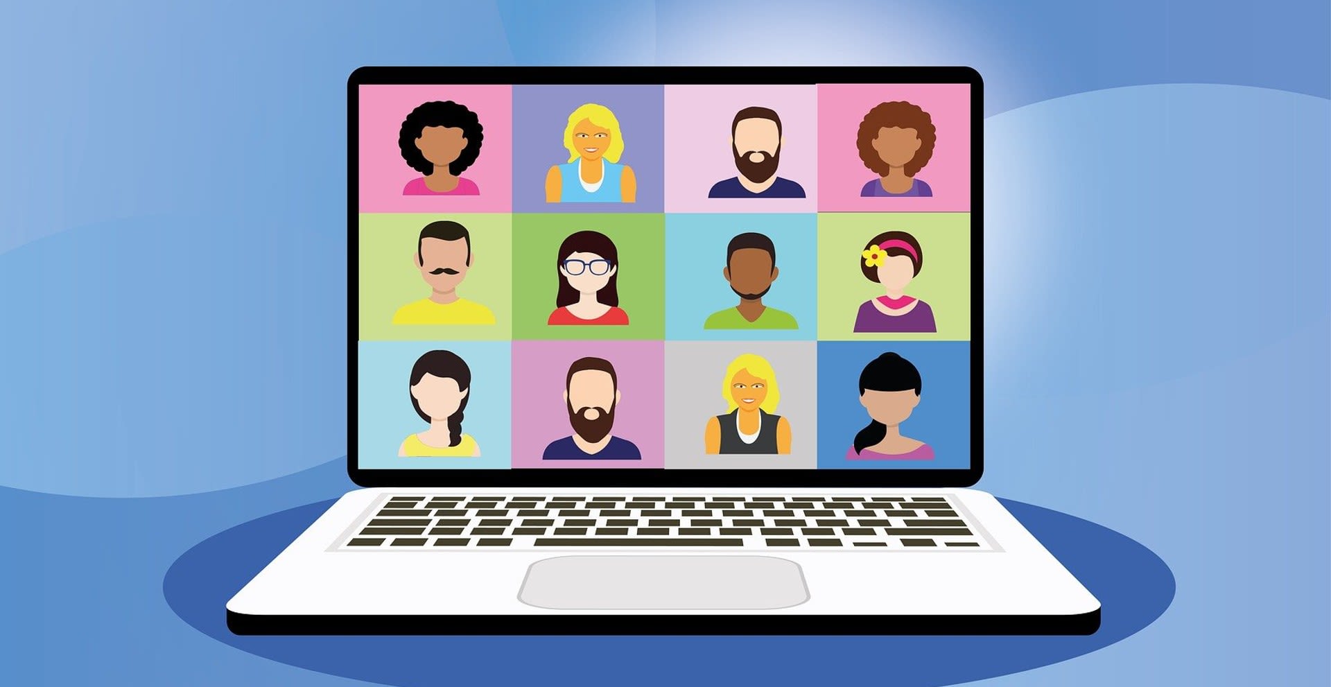 Ordinateur portable avec les participants à une conférence téléphonique