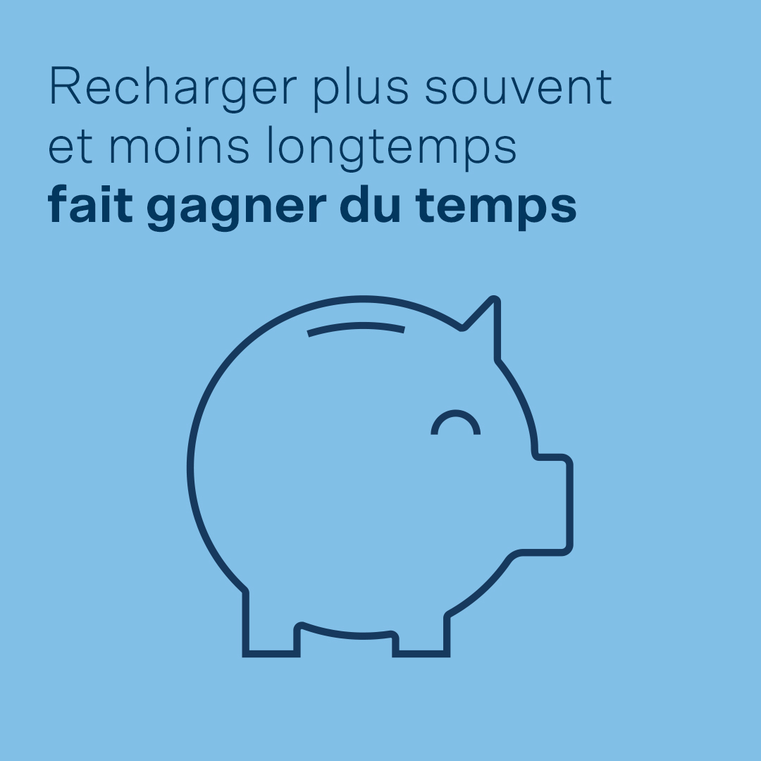 Recharger plus souvent et moins longtemps fait gagner du temps