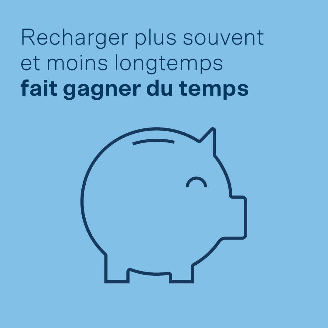Recharger plus souvent et moins longtemps fait gagner du temps