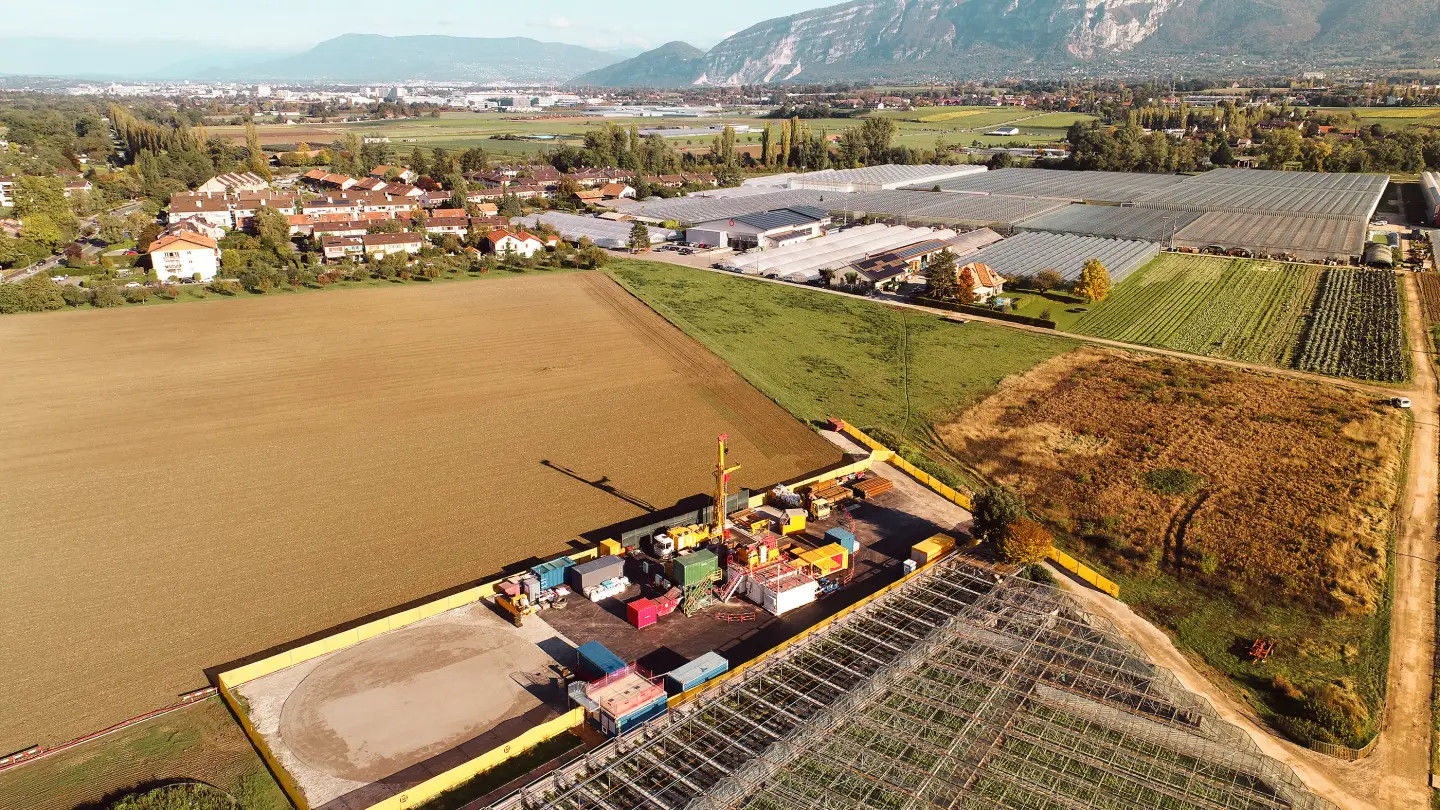 Vista aerea dell'impianto geotermico di Riehen.