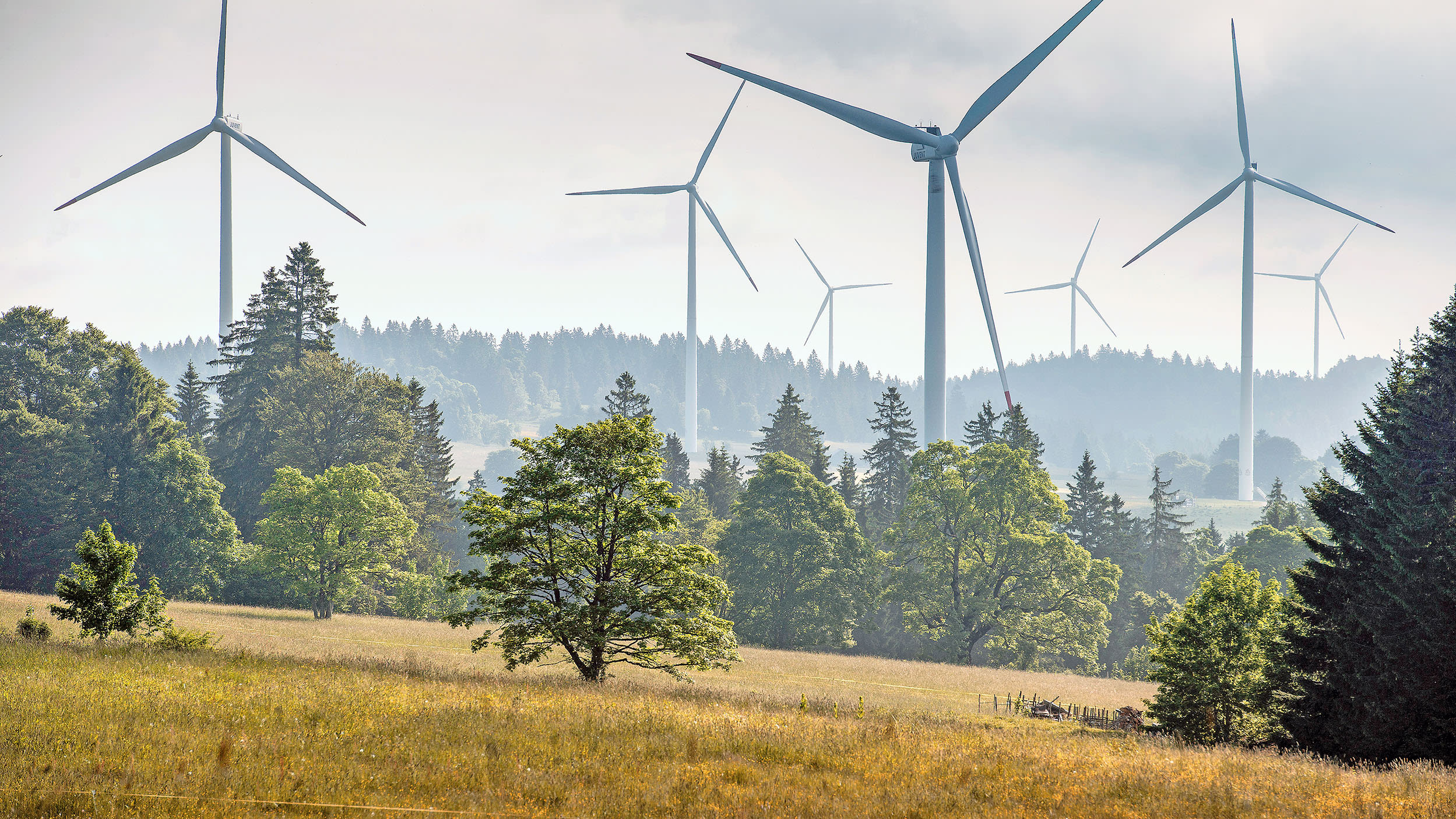 Windkraftanlage auf dem Mont Soleil im Jura.