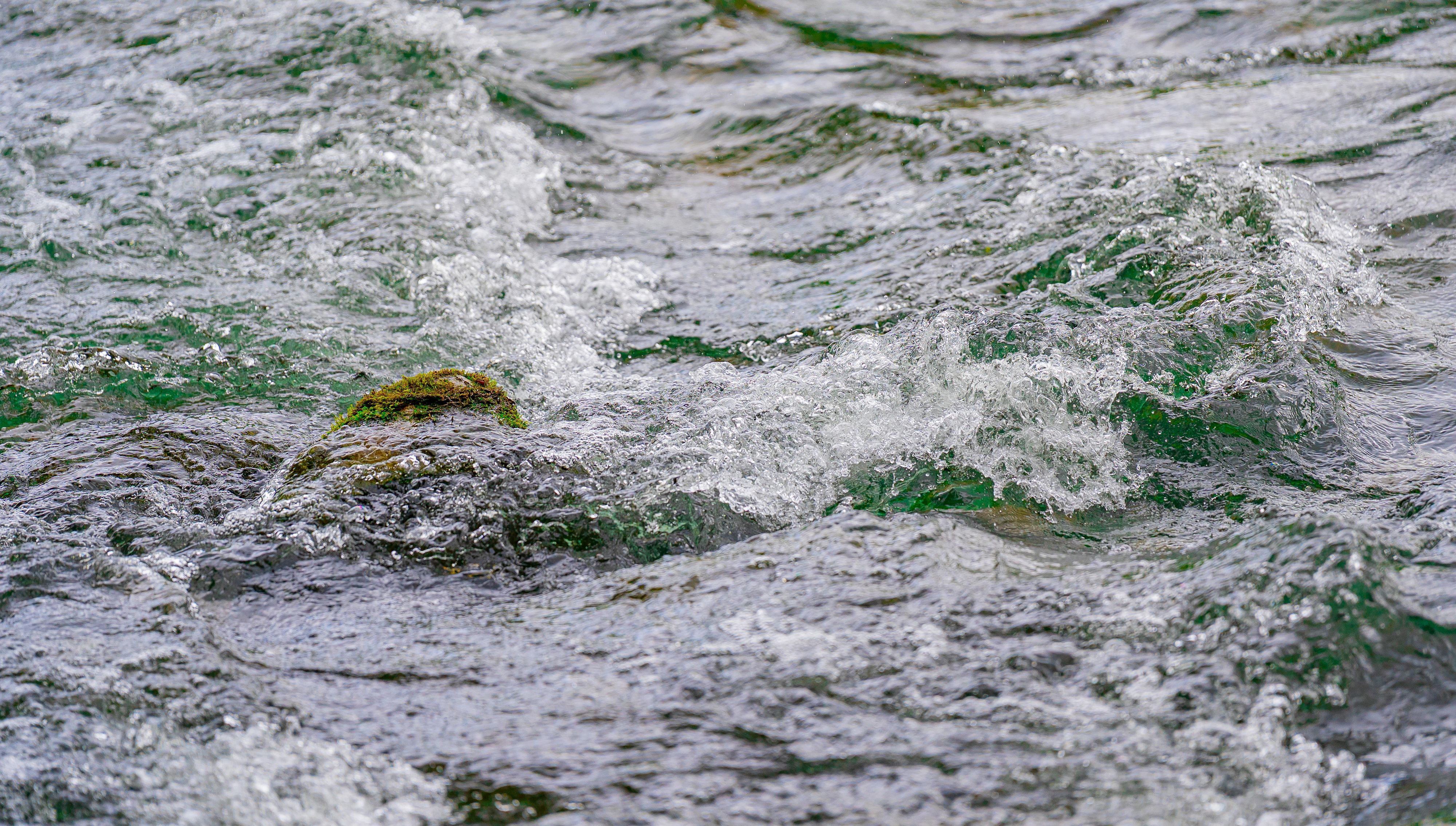 Gros plan sur de l’eau qui coule sur des pierres.