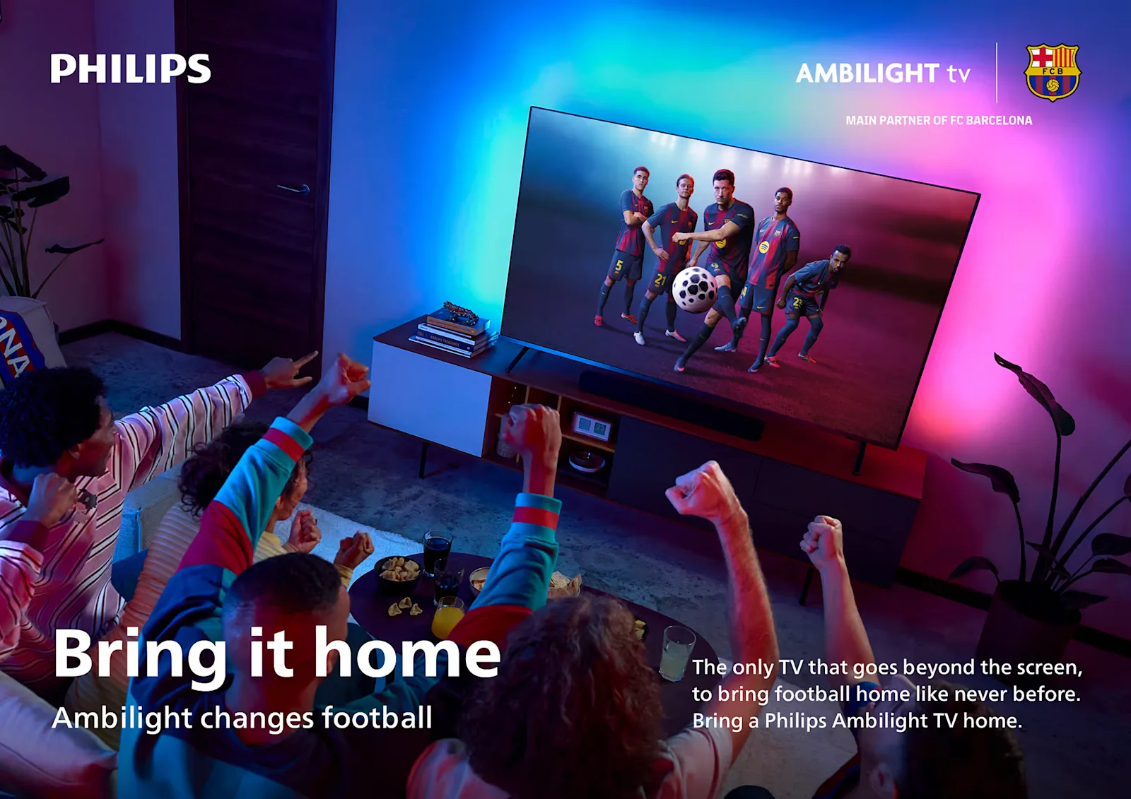 Fans in front of ambilight tv
