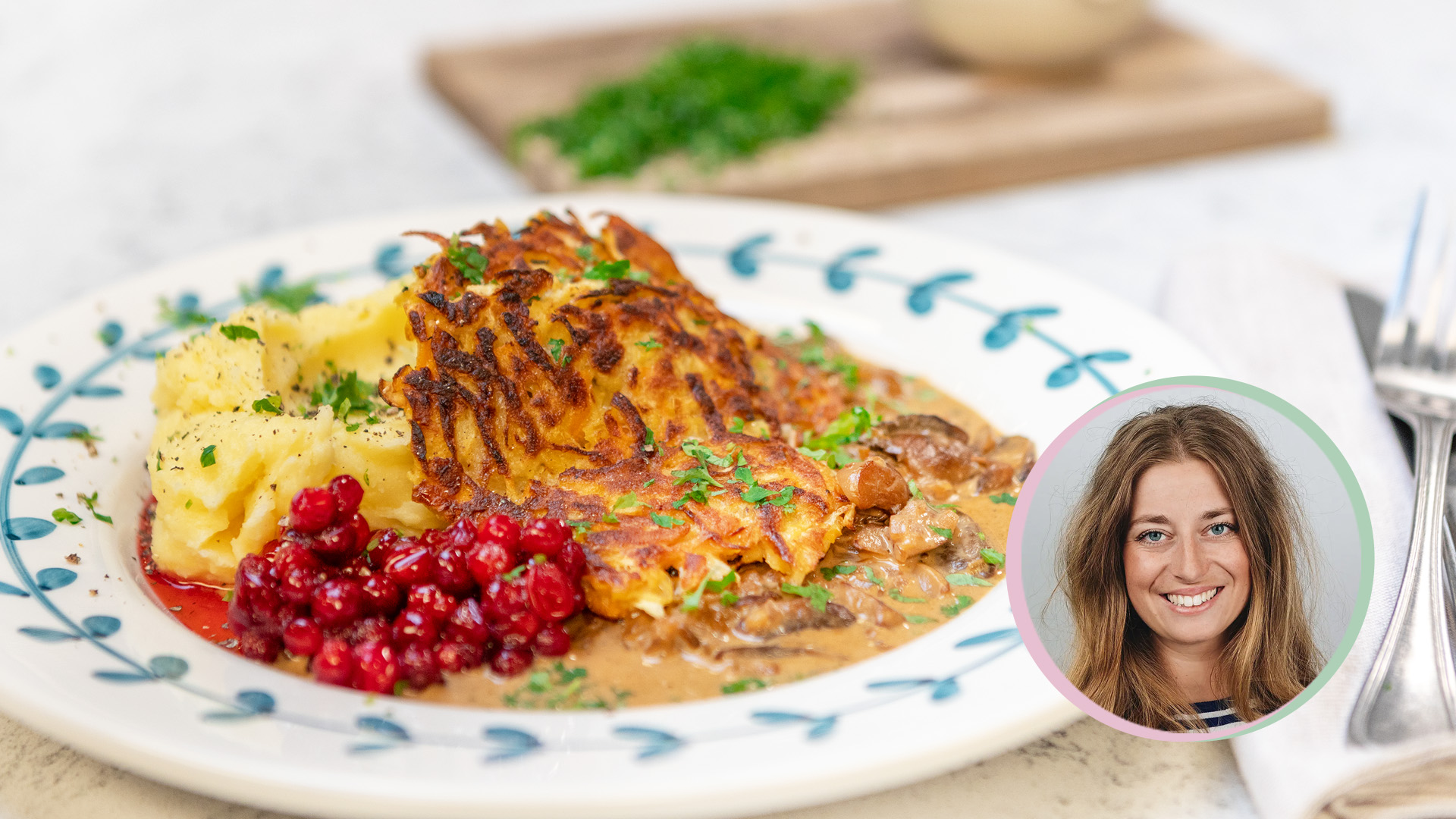 Rotsaksbiffar med svampsås