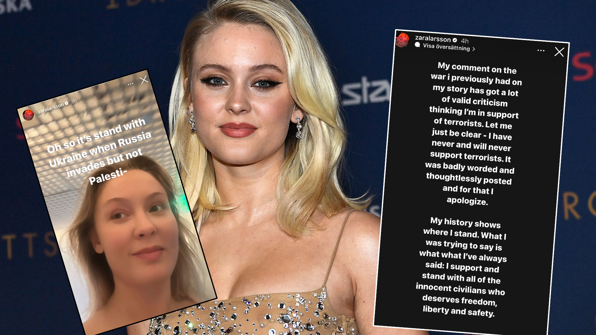 Zara Larsson ber om ursäkt efter uttalande om Palestina