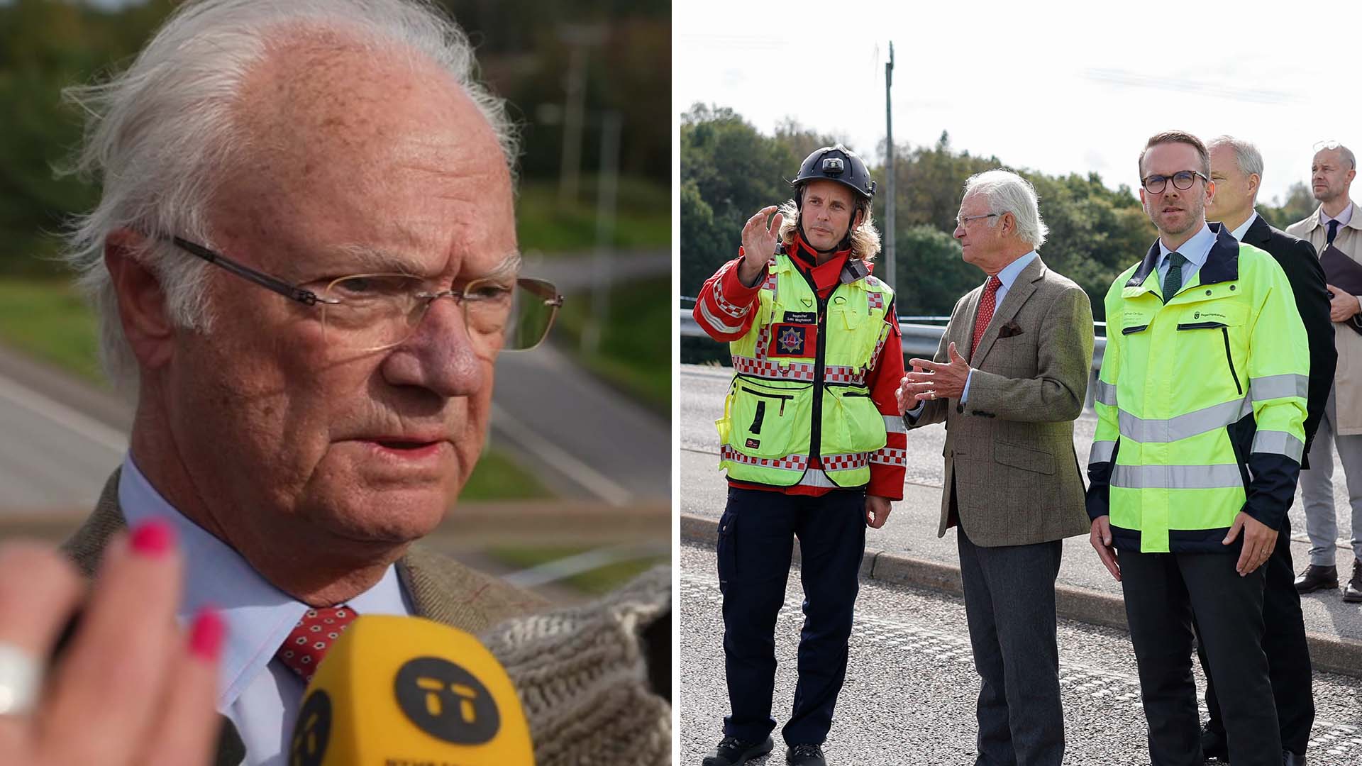 Kungen På Plats Vid Jordskredet Utanför Stenungsund