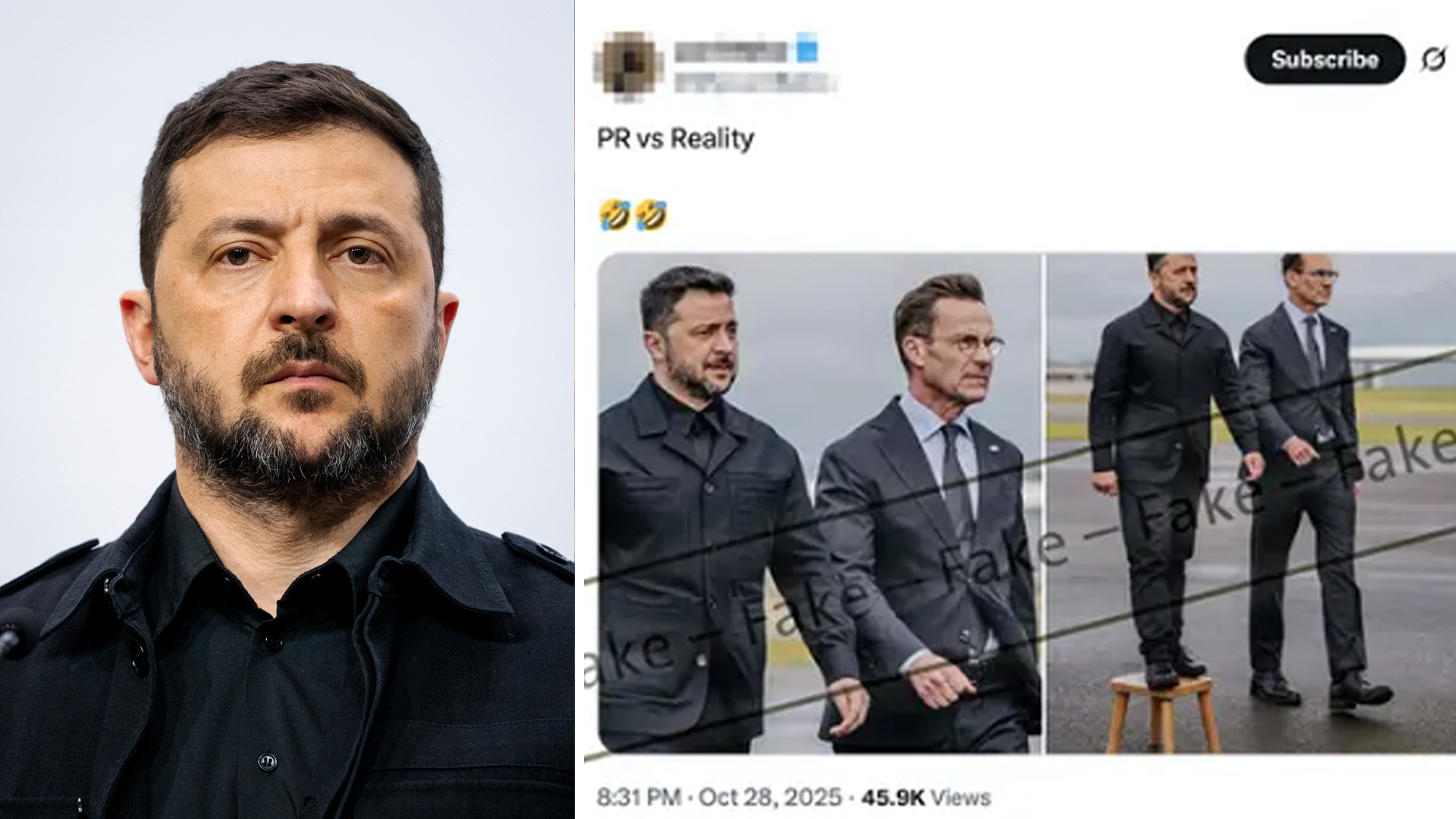 Här sprids manipulerade bilder på Zelenskyjs längd av pro-ryska kanaler