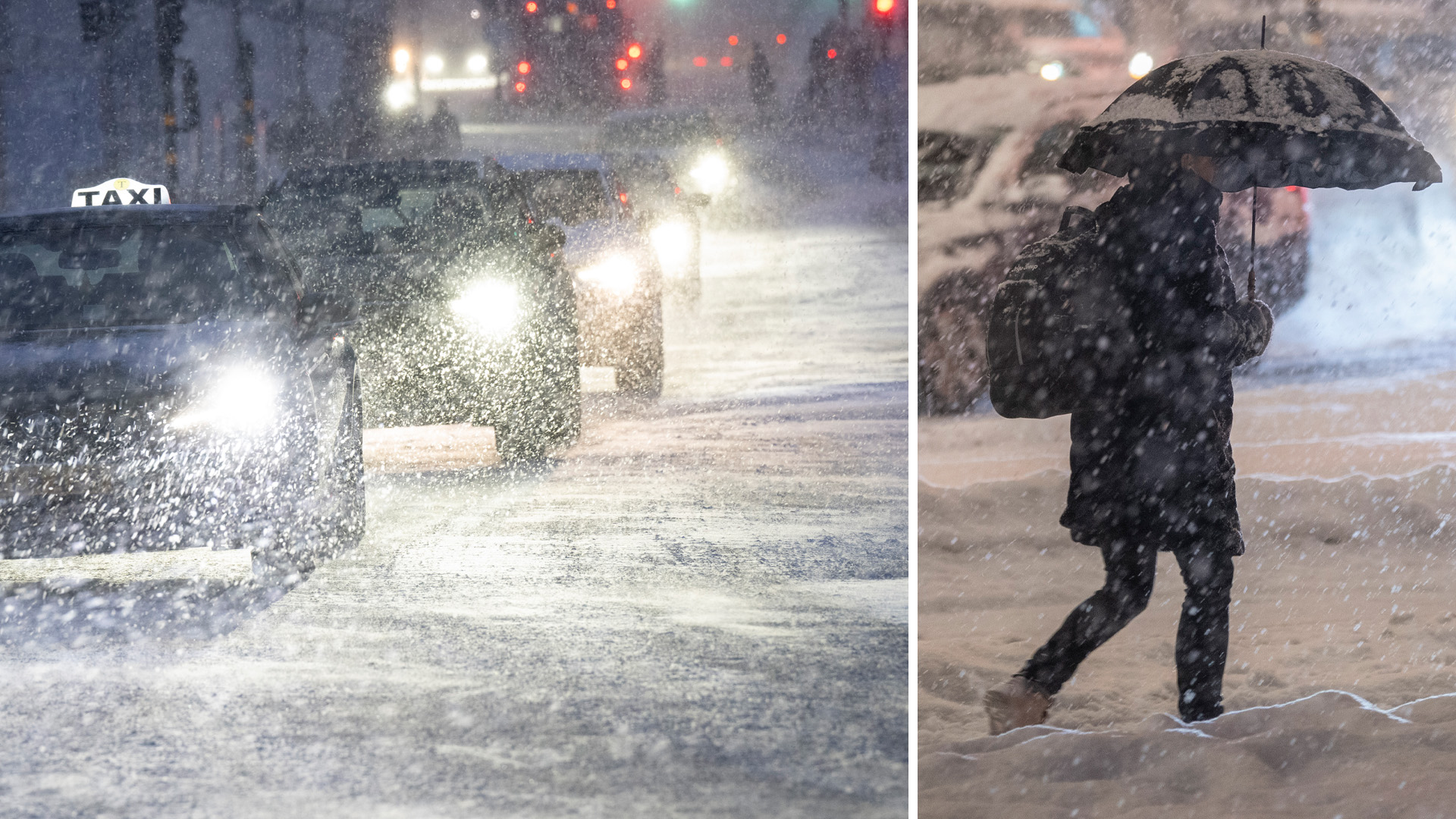 Vind och kraftigt snöfall drar in i norr