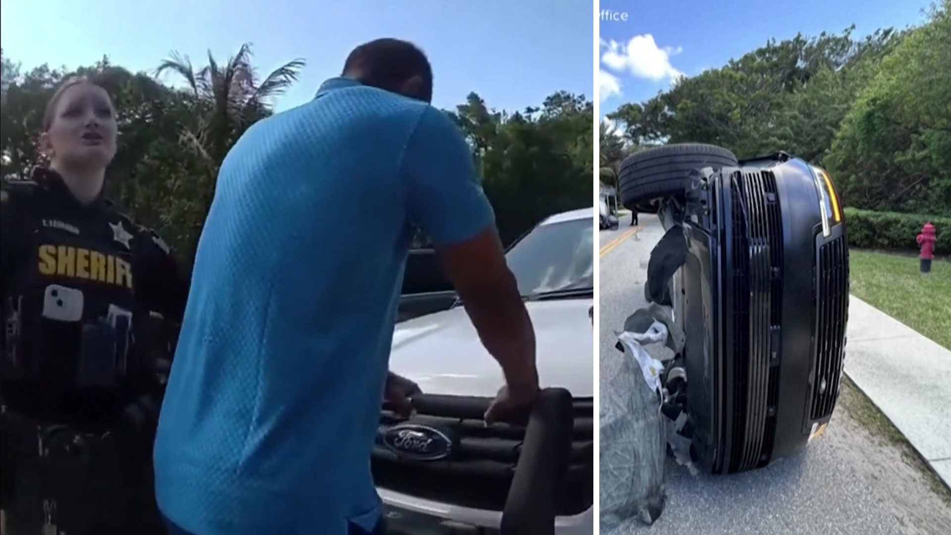 Här grips Woods efter kraschen