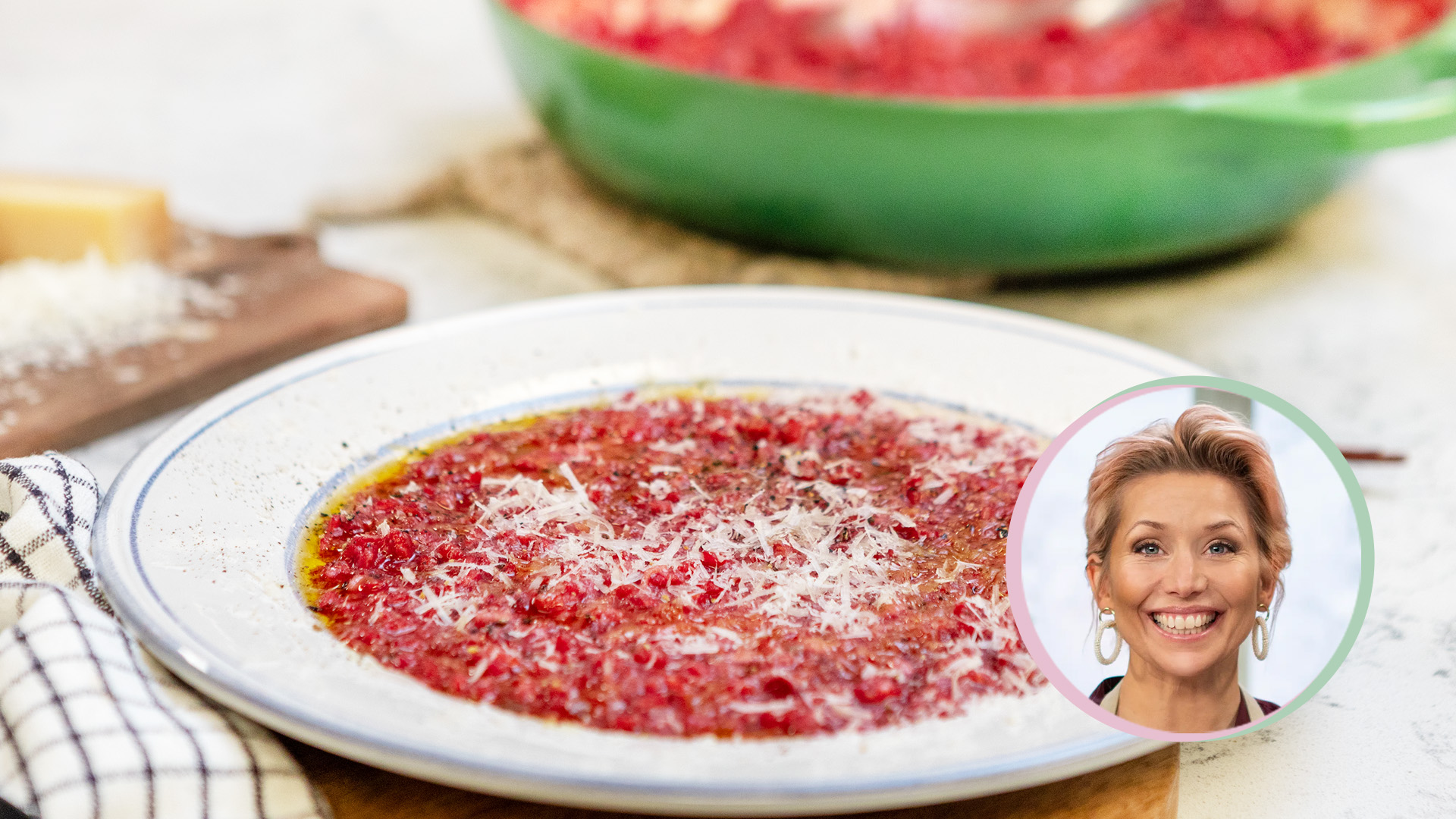 Rödbetsrisotto med champinjoner