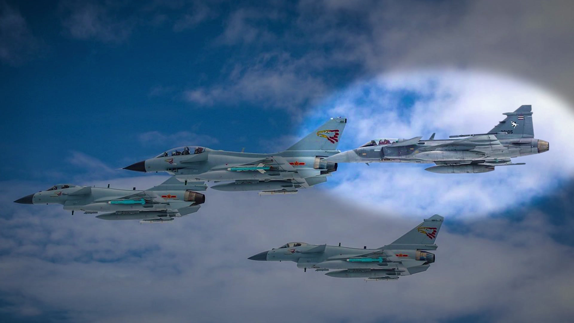 Läckta bilderna visar: Här övar Jas-plan med Kinas flygvapen