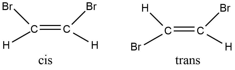  cis and trans isomers of 1, 2-dibromoethene