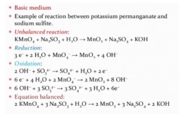 balanced reaction of potassium permanganate and sodium sulfite