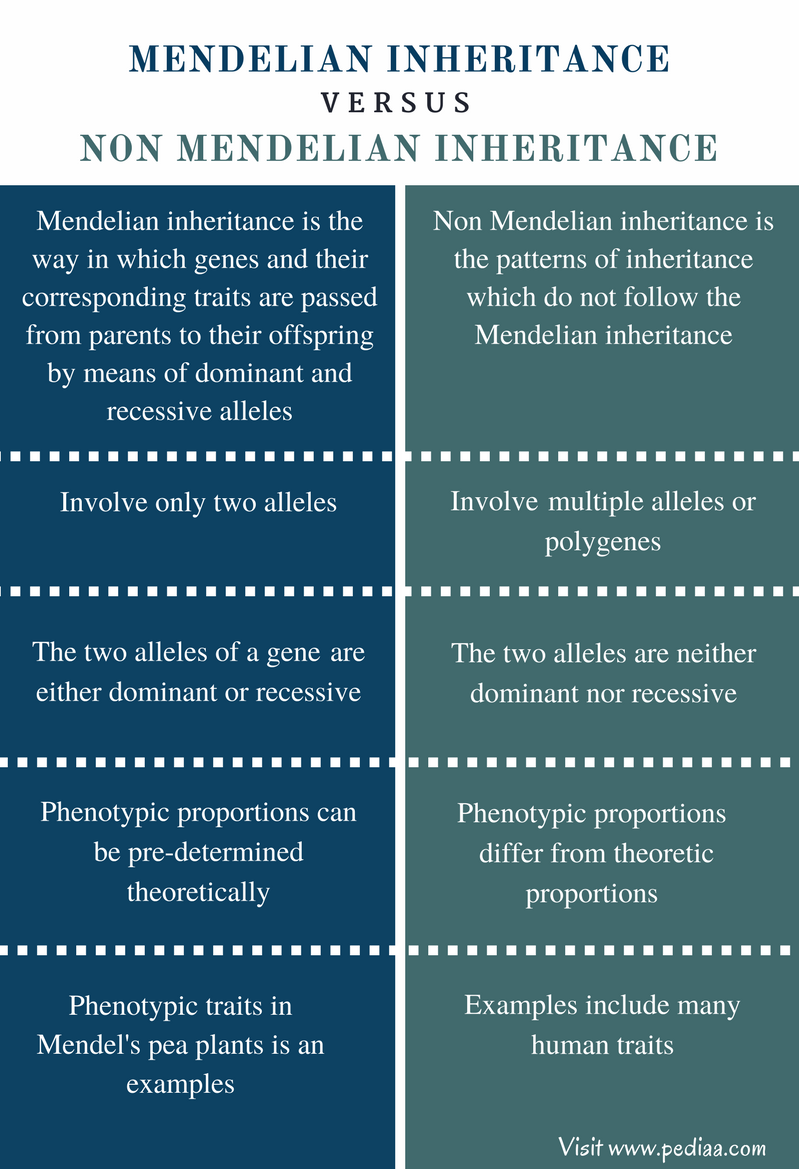 Non Mendelian Inheritance Study Guide Inspirit Learning Inc   Difference Between Mendelian And Non Mendelian Inheritance Comparison Summary 