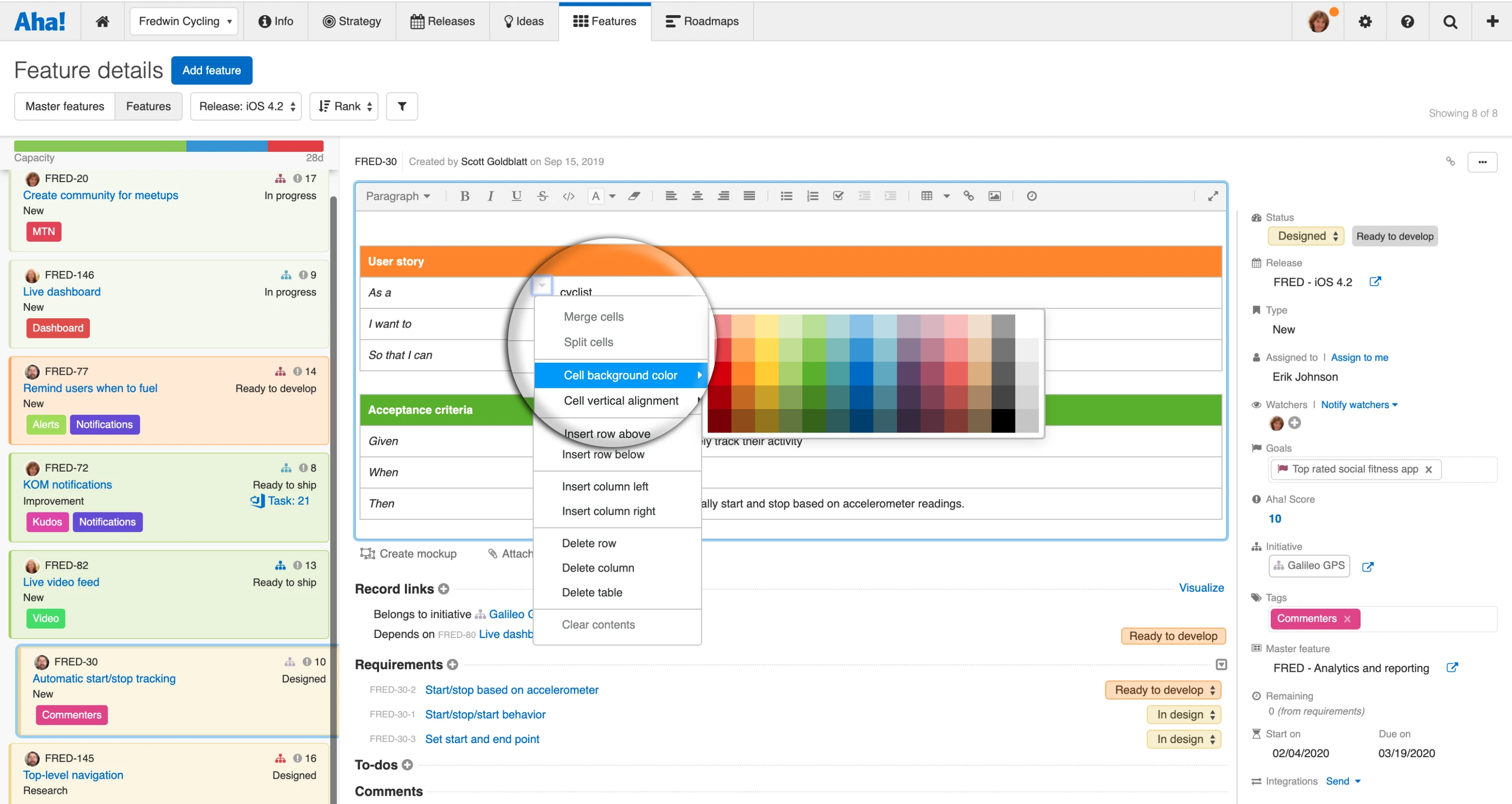 Just Launched! — Add Color to Tables in the Aha! Text Editor