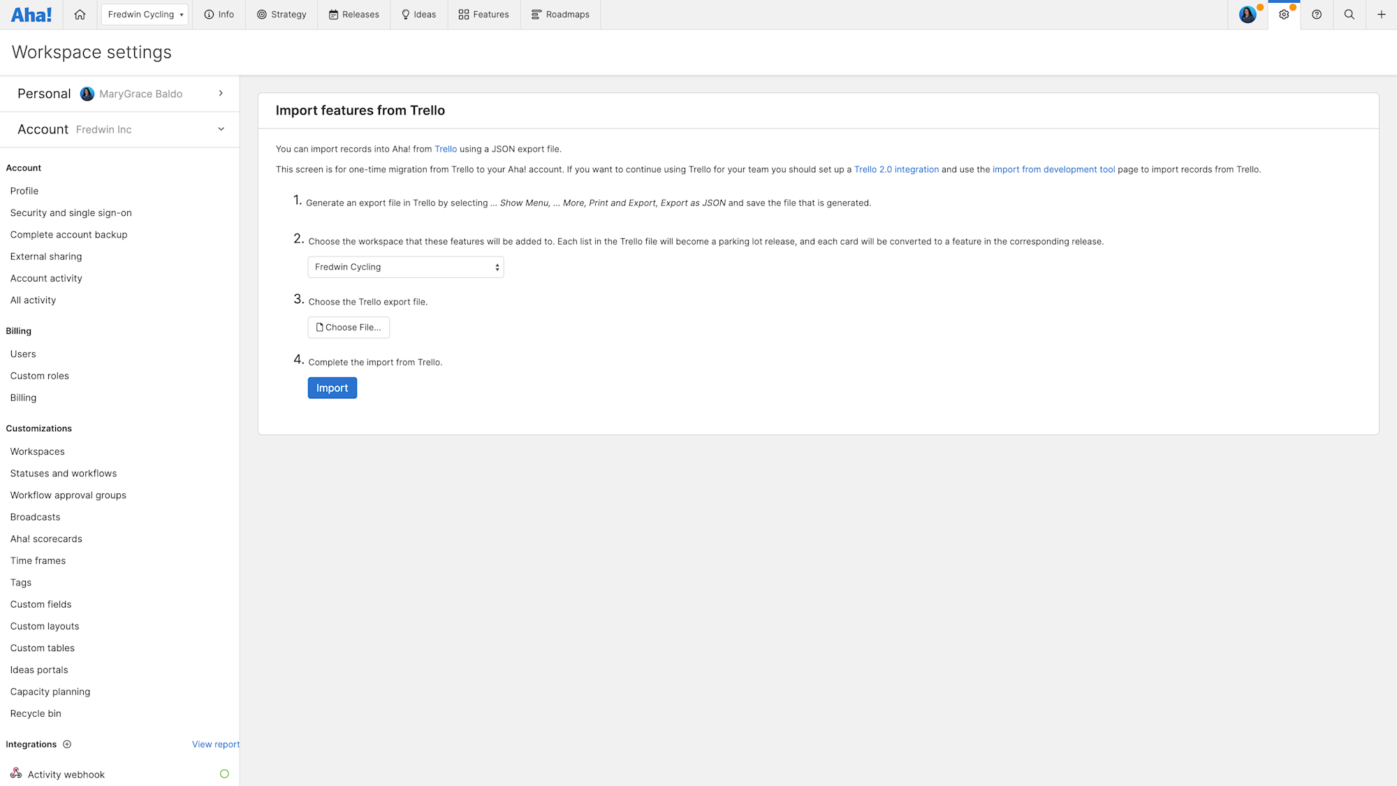 Trello Roadmap Tool Integration Aha software