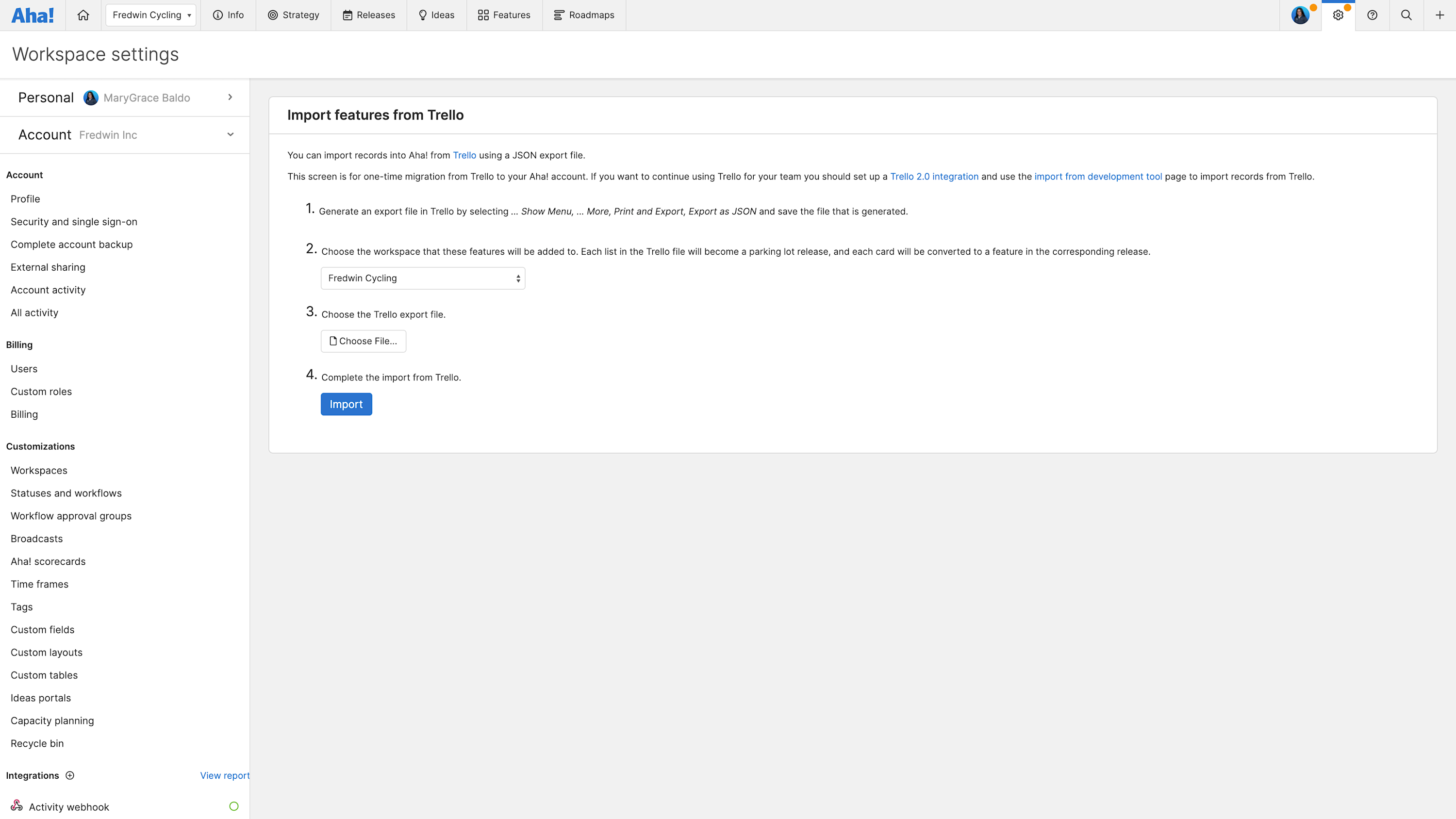 Trello Roadmap Tool Integration Aha software