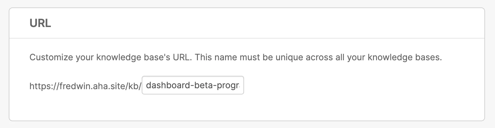 Custom URL path settings for a knowledge base