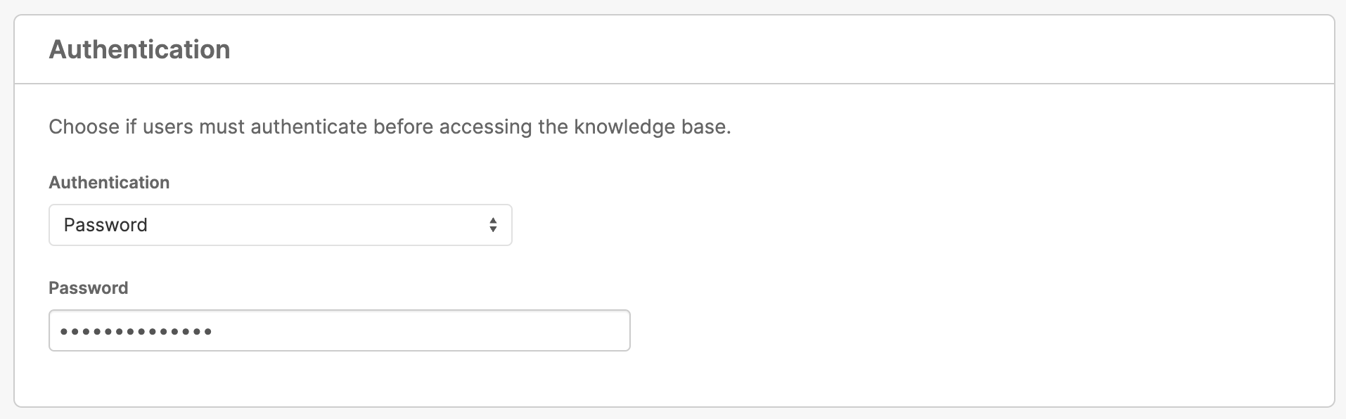 authentication settings in knowledge base settings