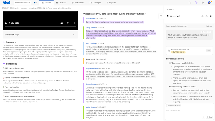 Use tags to organize focus group findings, then create reports filtered by those tags.