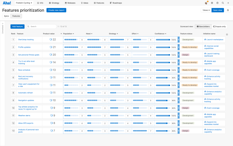 Create and save as many versions of the prioritization view as you need.