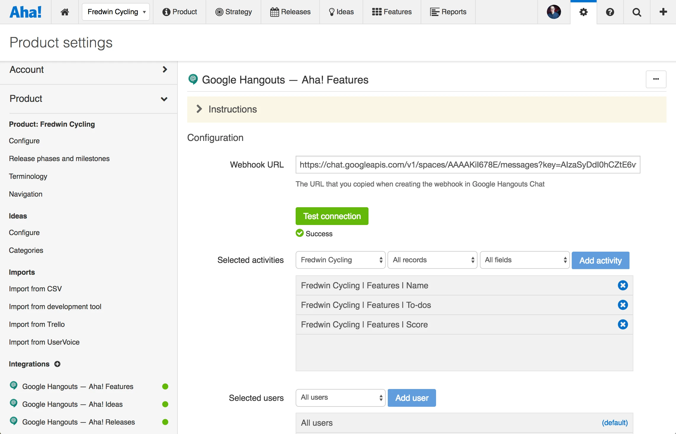 Blog - Just Launched! — Aha! + Google Hangouts Chat Integration - inline image