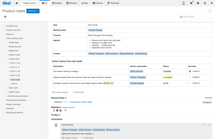 Use @mention to directly notify a teammate and automatically add them as a watcher.