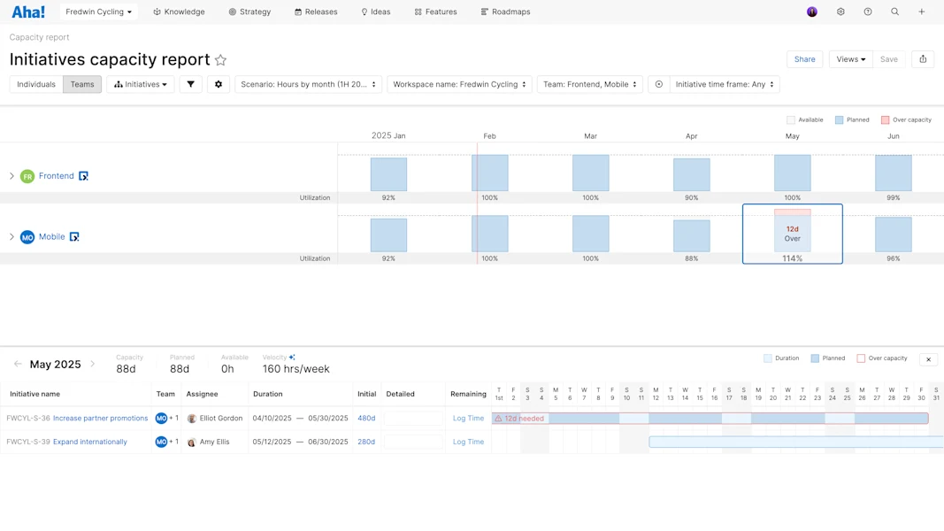 Aha! software use case — Identify delivery risks