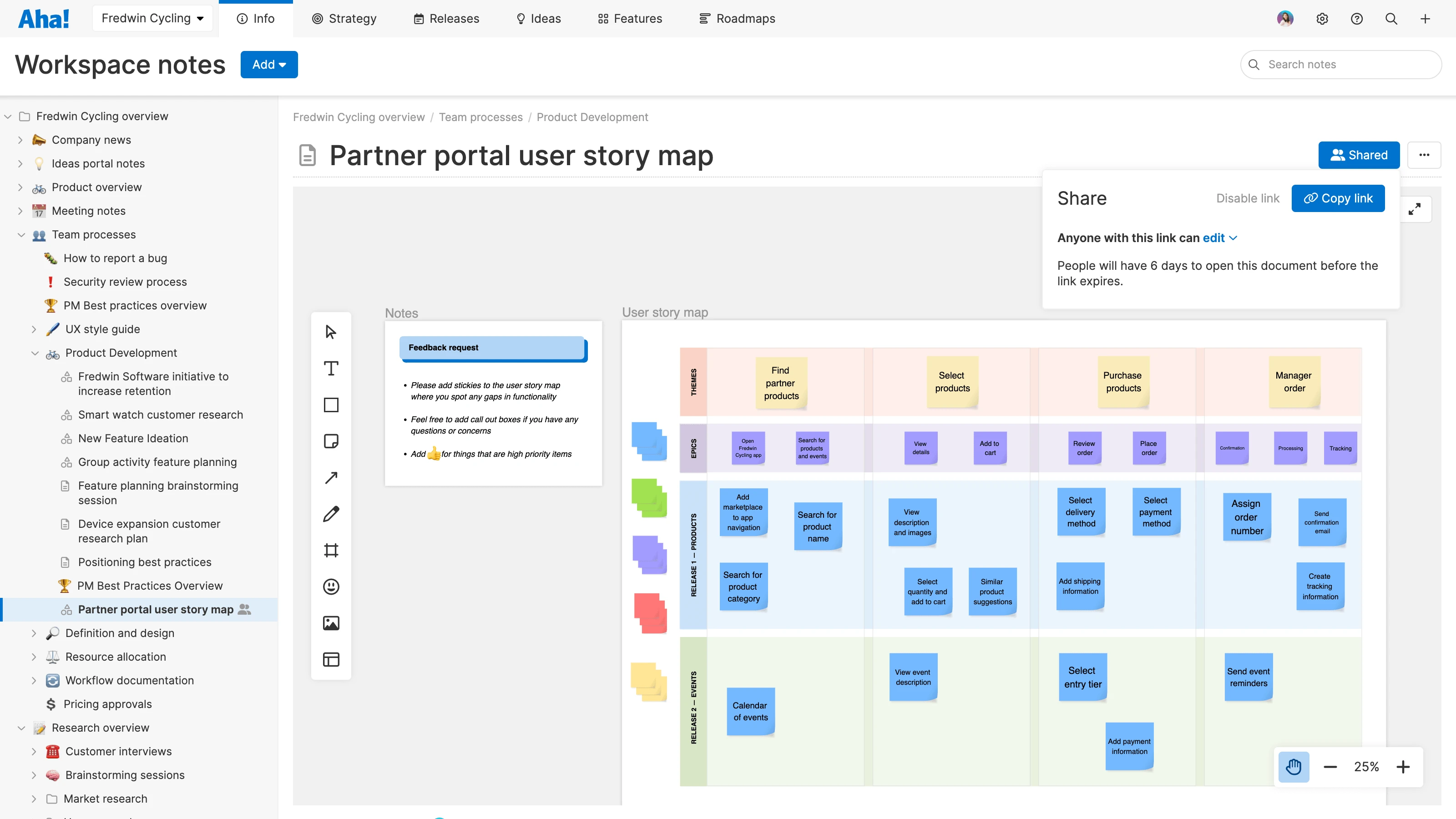 Workspace owners and contributors have the option to change permissions or disable the share link at any time.