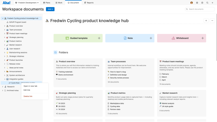 An external link to integration guides in workspace documents