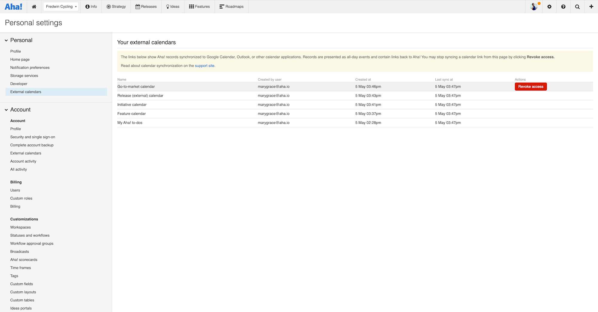 Microsoft Outlook Roadmap Tool Integration Aha! software