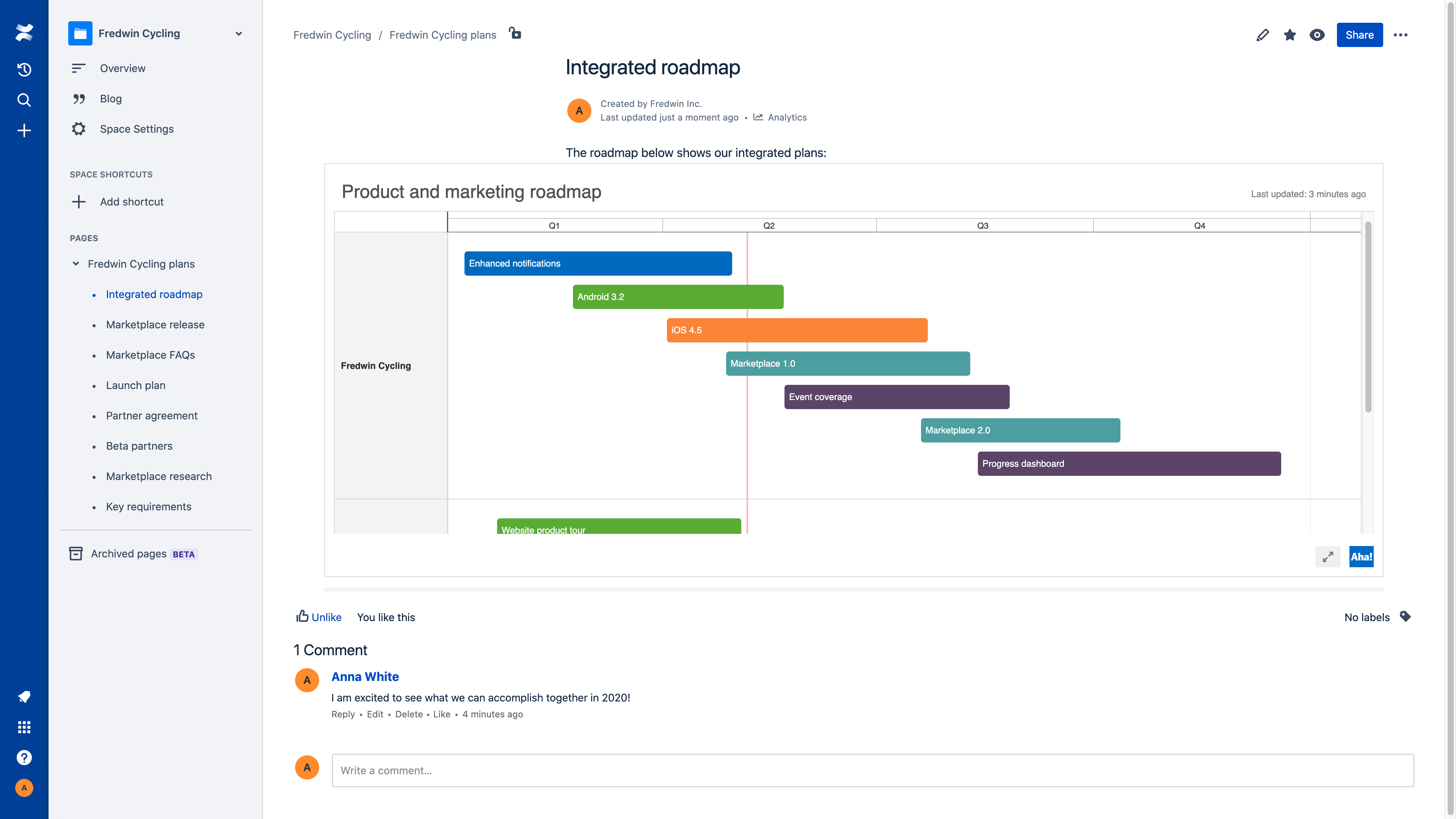 insert roadmap planner into another confluence macro