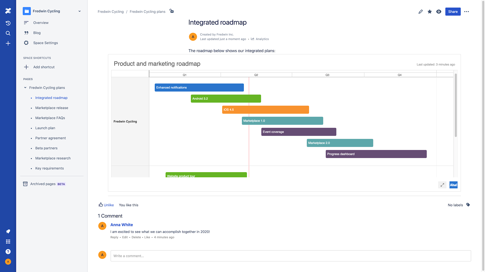 Confluence Roadmap Tool Integration | Aha! software