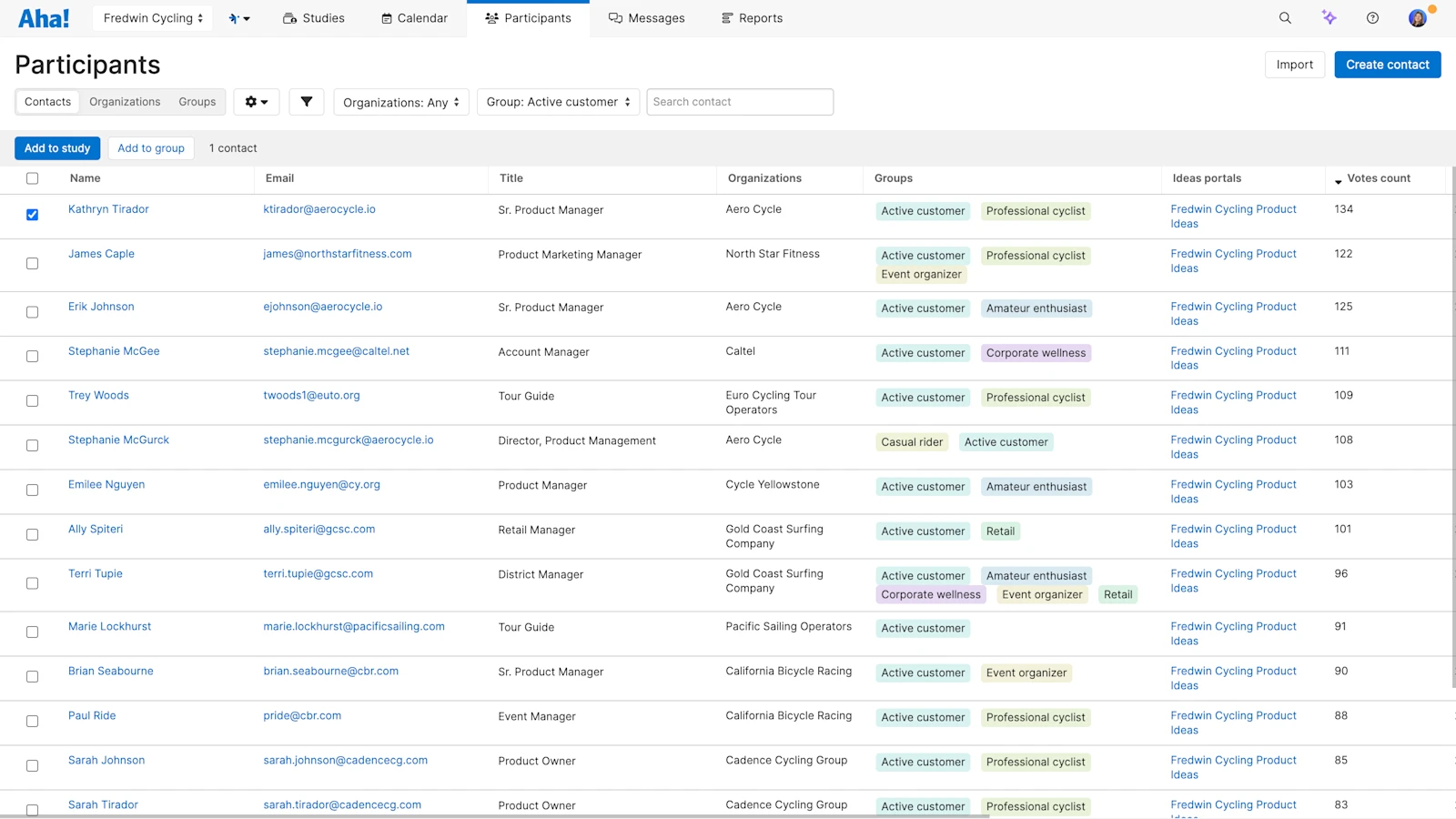 Aha! Discovery Participant Database — Centralize Contacts