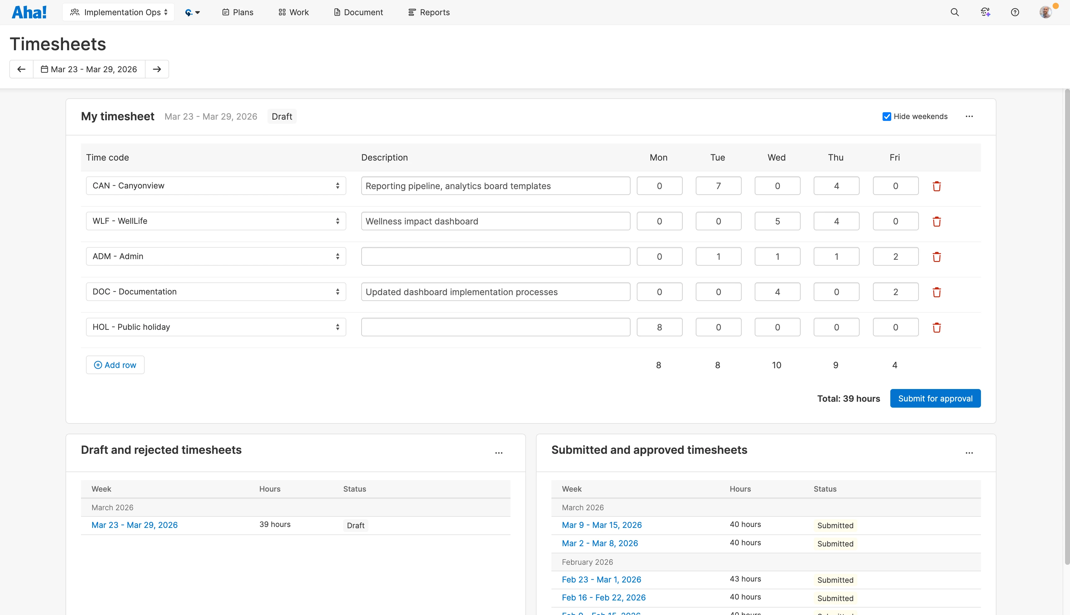 Teamwork - Capacity planning - Manage timesheets