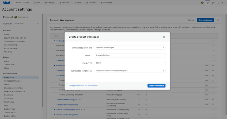 View which workspaces use a custom workspace template to ensure that your teams use the same process. 