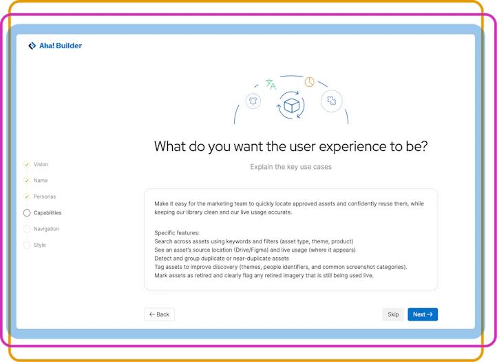 Aha! software use cases —Build applications